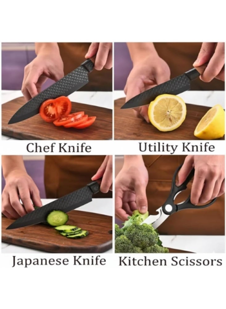 YelaJoy 6 Pcs Knife Set, Ultra Sharp Stainless Steel Chef Knives with Ergonomic Non-Slip Handles and Non-Stick Blades, Professional Knife for Home & Restaurant Cooking - Image 3